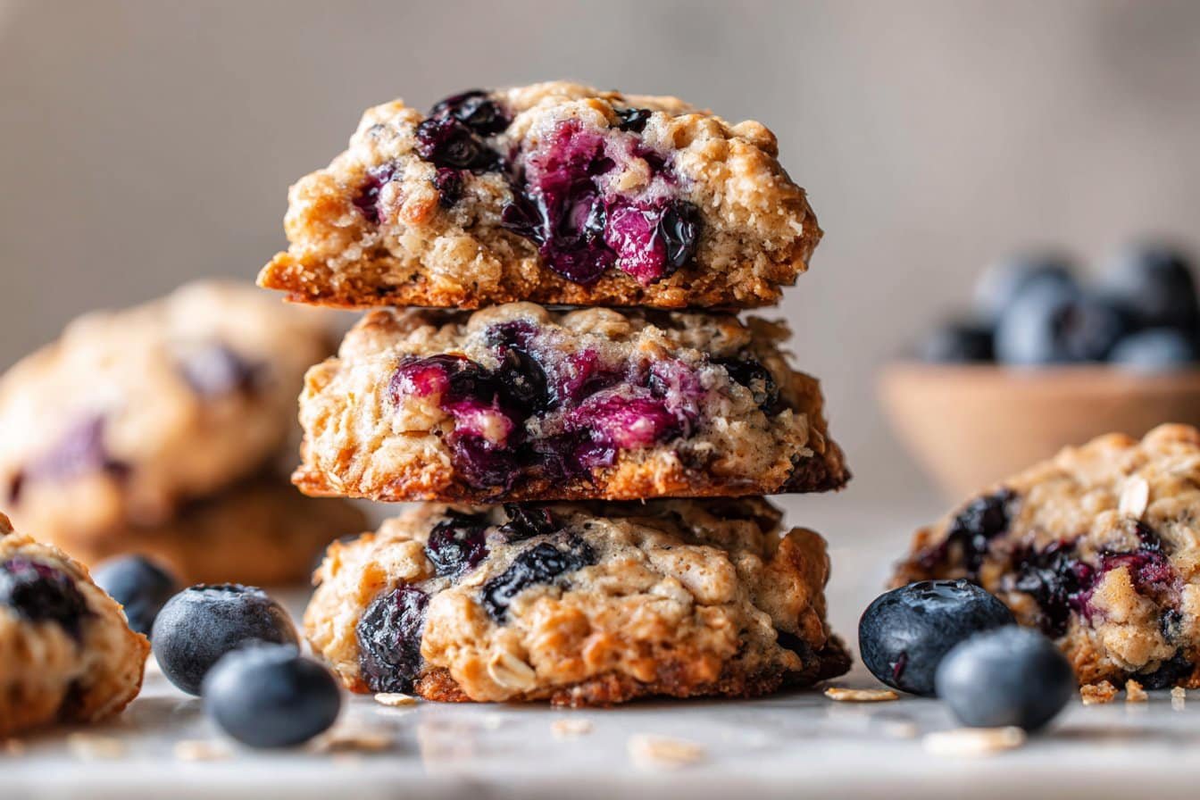 Best Chewy Blueberry Oatmeal Cookies recipe card image
