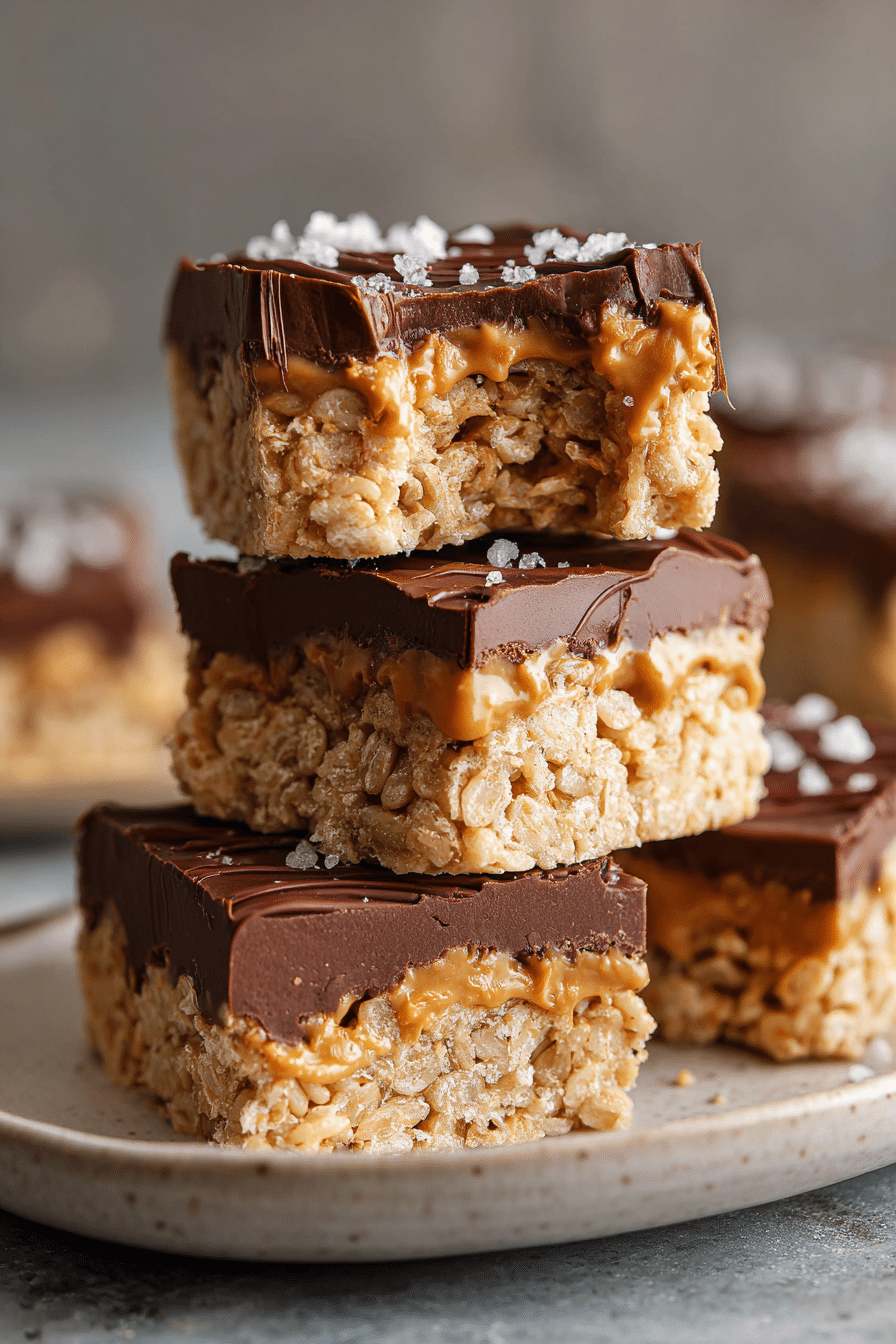 Peanut Butter Rice Krispie Treats Easy No Bake Recipe serving image