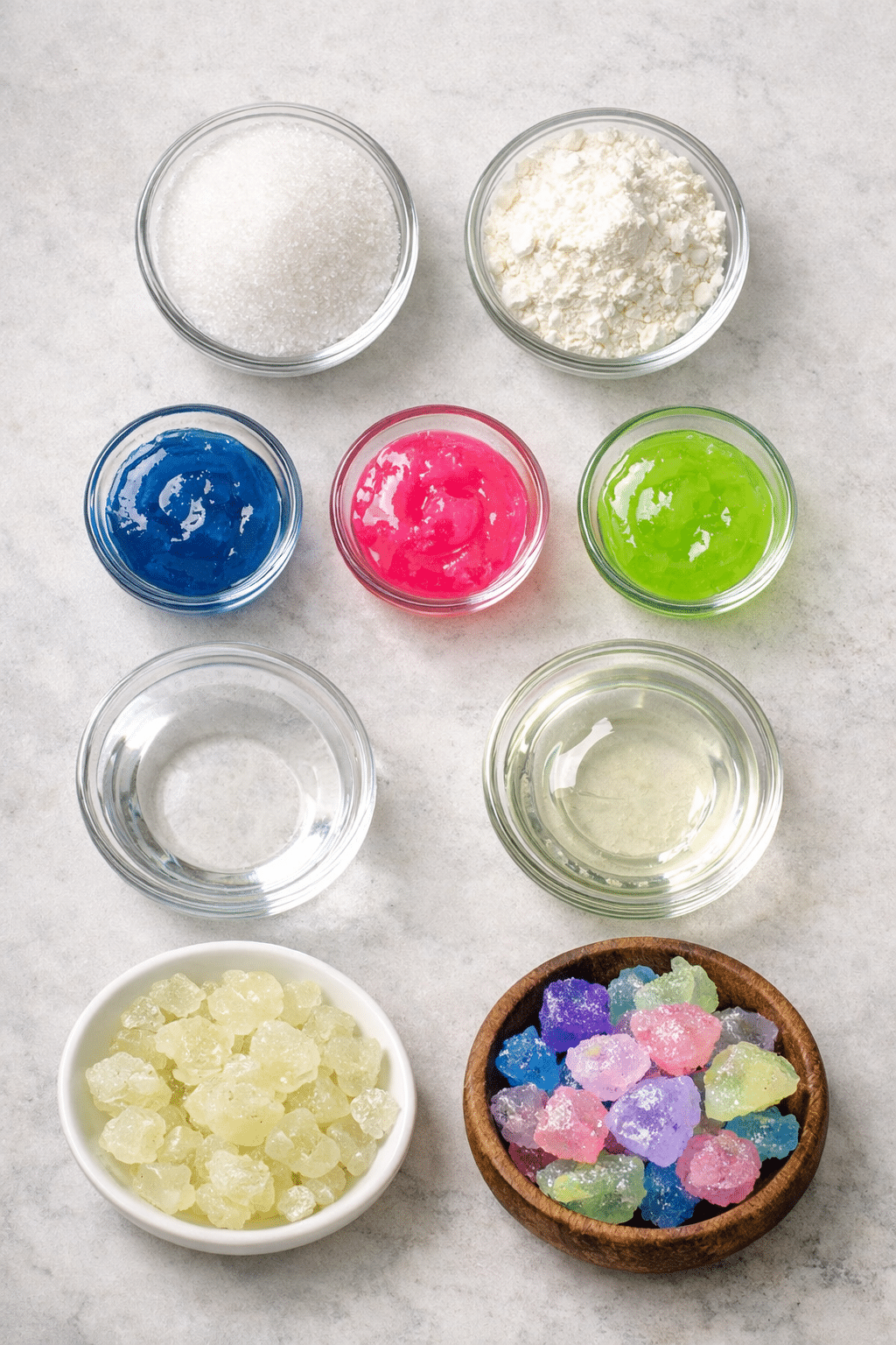 Glowing Bouncy Moon Rocks easy kid friendly recipe ingredients image