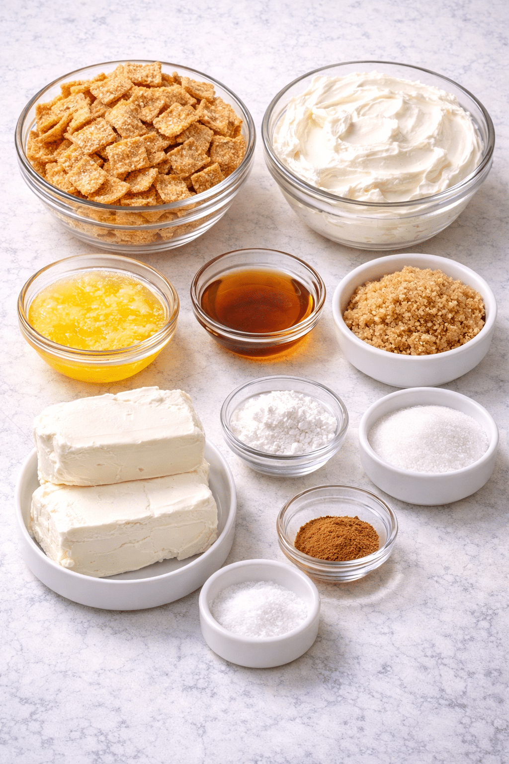Cinnamon Toast Crunch Cheesecake Recipe with Crunchy Cereal Crust ingredients image