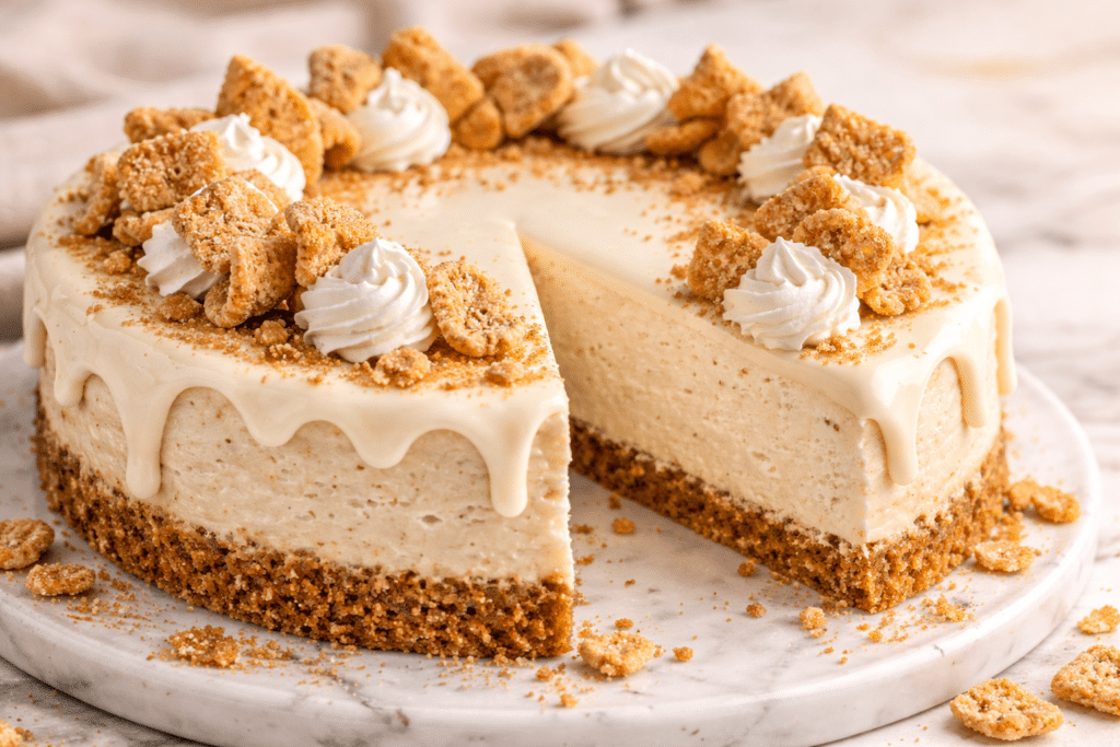 Cinnamon Toast Crunch Cheesecake Recipe with Crunchy Cereal Crust featured image