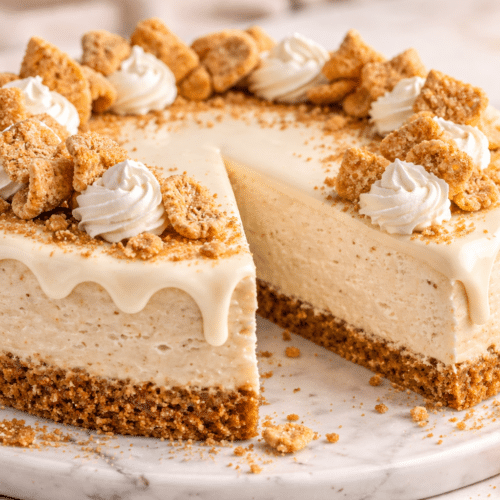 Cinnamon Toast Crunch Cheesecake Recipe with Crunchy Cereal Crust featured image