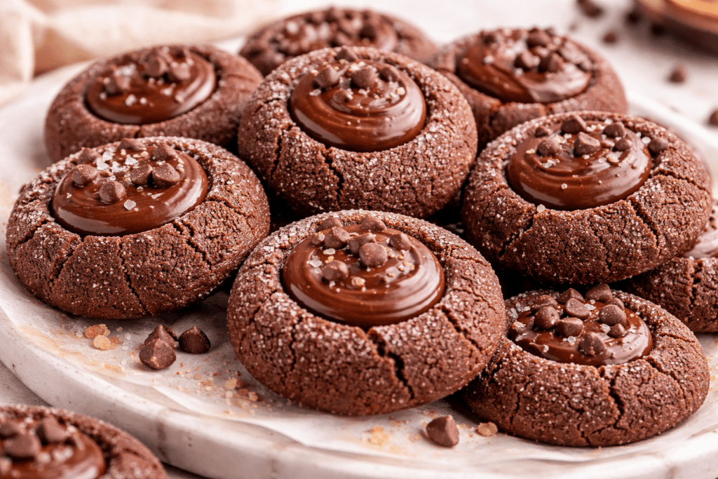Chocolate Thumbprint Cookies with Soft Fudgy Centers featured image
