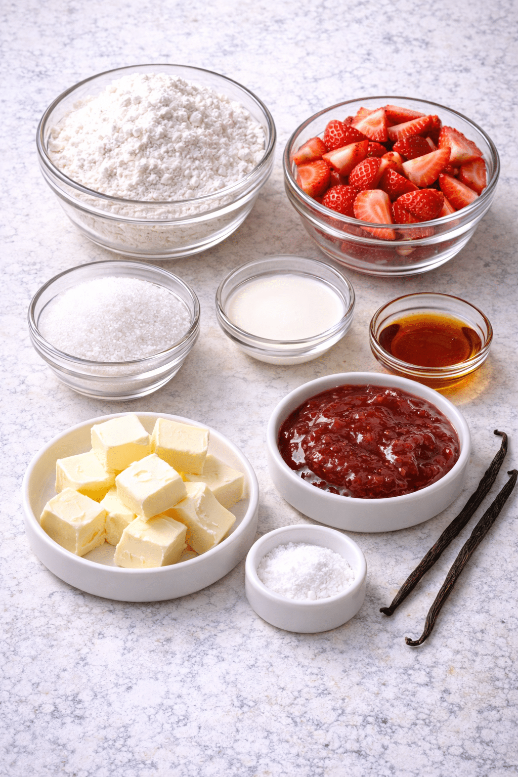 Vanilla Bean Sandwich Cookies with Strawberry Buttercream Recipe ingredients image