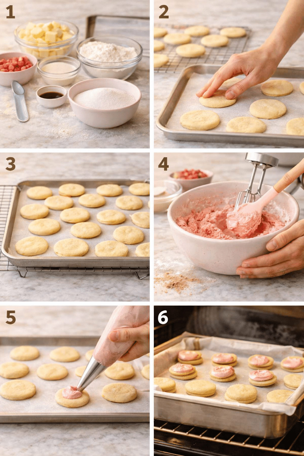 Vanilla Bean Sandwich Cookies with Strawberry Buttercream Recipe instructions image