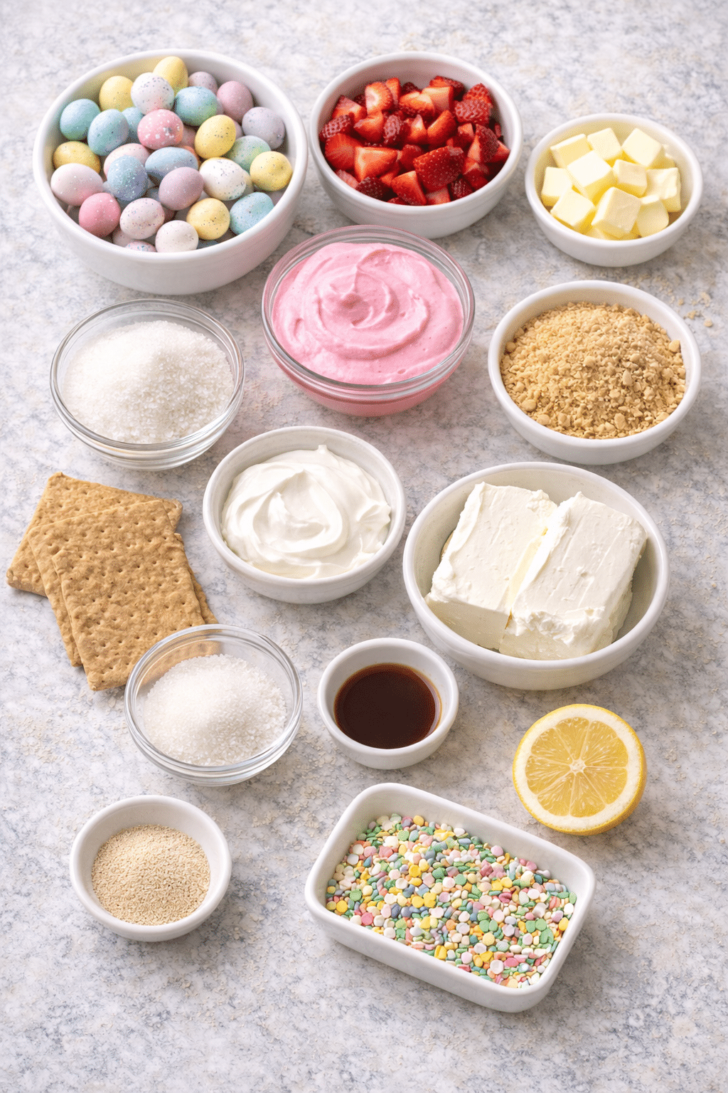 Easter Egg Cheesecake Bars: A Festive No-Bake Delight ingredients image