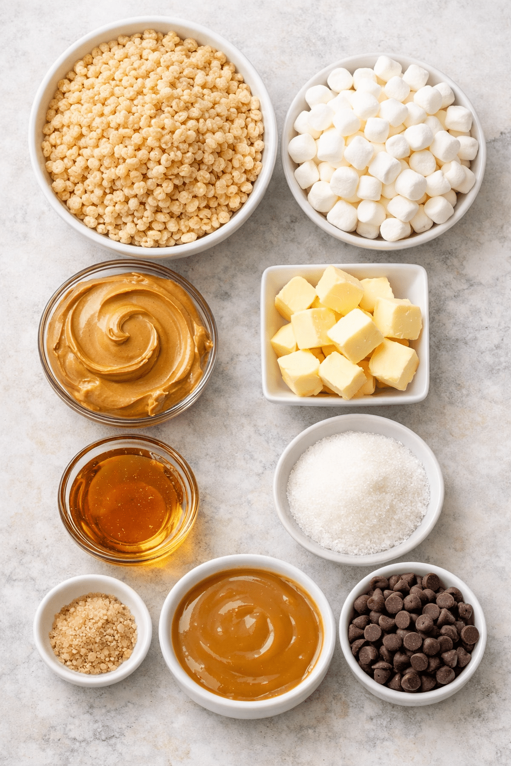 Peanut Butter Rice Krispie Treats Easy No Bake Recipe ingredients image