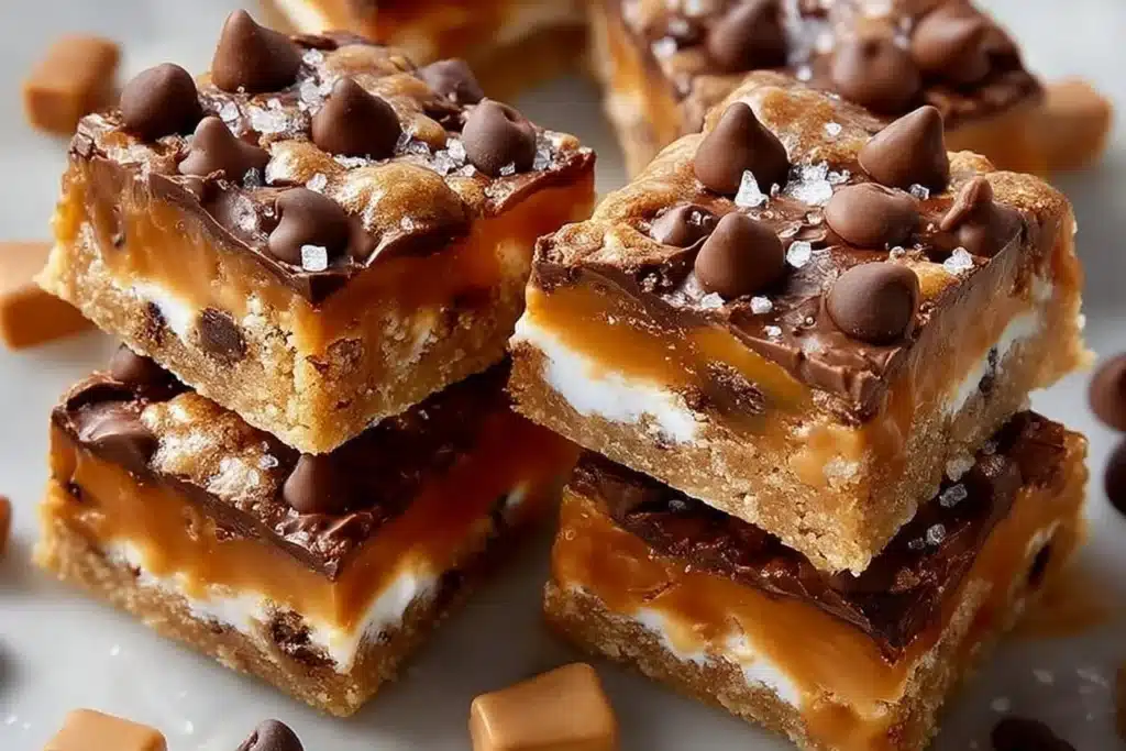 Delicious Better Than Anything Bars with layers of chocolate and caramel.