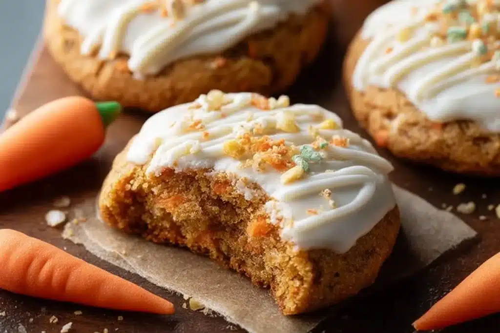 Delicious carrot cake cookies with cream cheese frosting