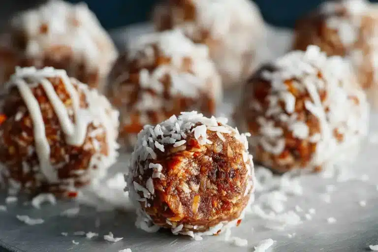 Healthy carrot cake energy balls made with natural ingredients