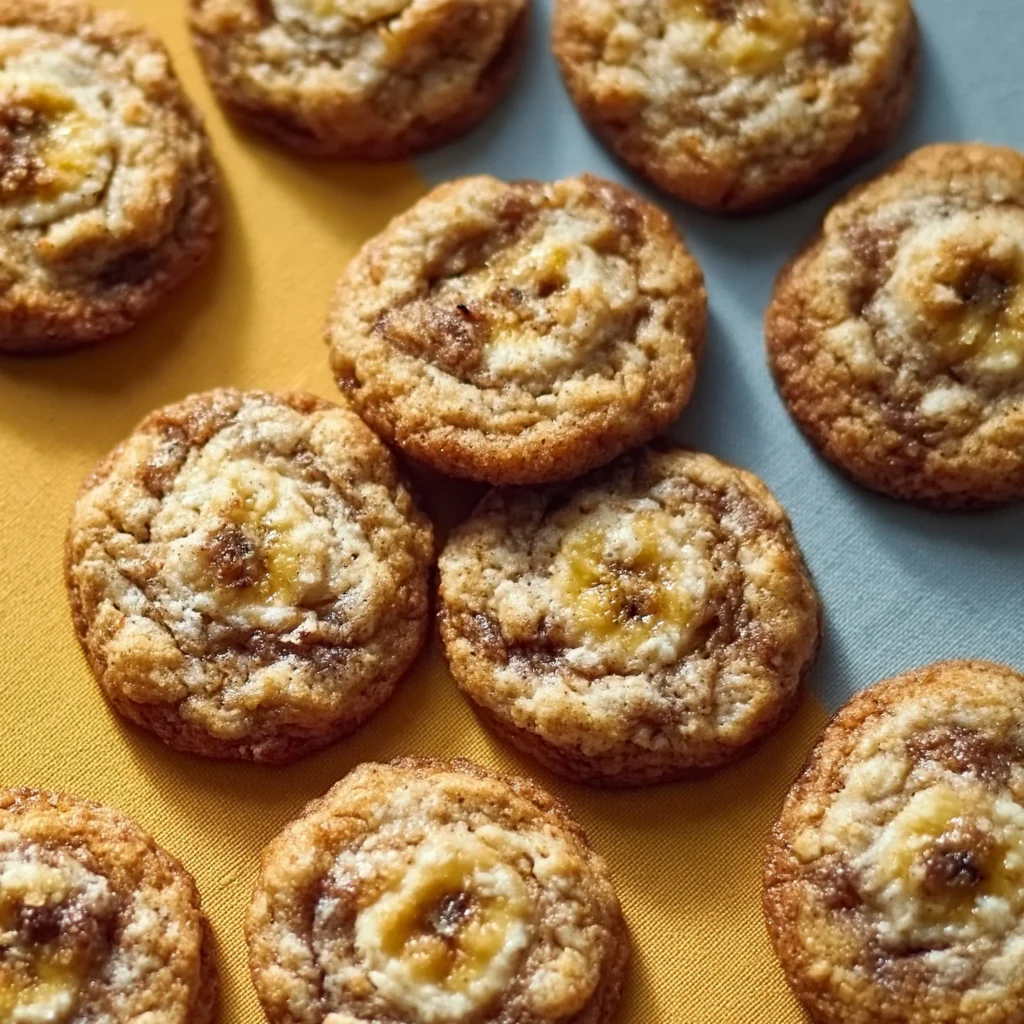 Chewy banana bread cookies with chocolate chips on a plate