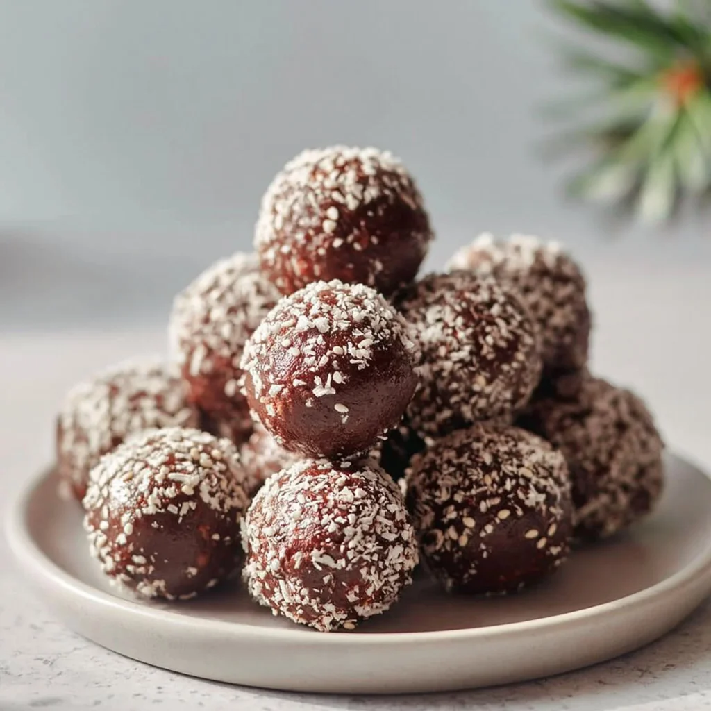 Delicious date brownie balls made from wholesome ingredients.