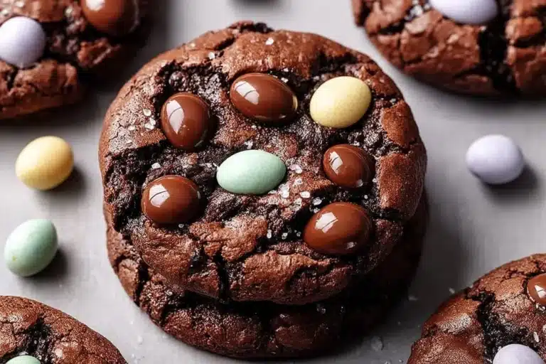 Double chocolate Easter egg brownie cookie freshly baked and ready to enjoy