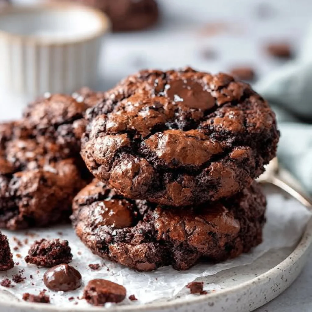 A batch of easy homemade chocolate cookies on a cooling rack.