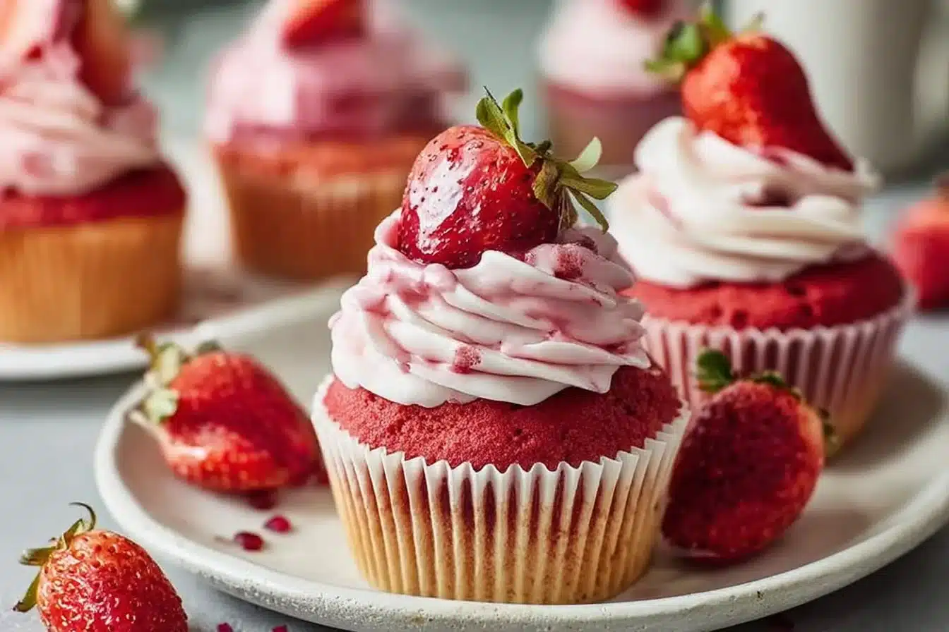 Easy Vegan Strawberry Cupcakes