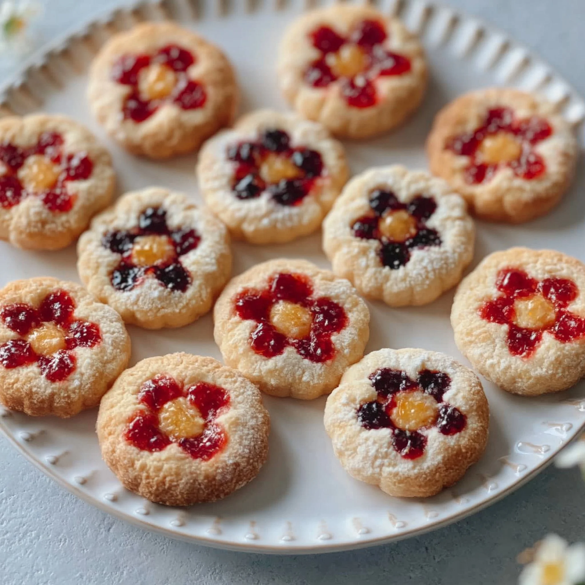 Flower Jam Thumbprint Cookies