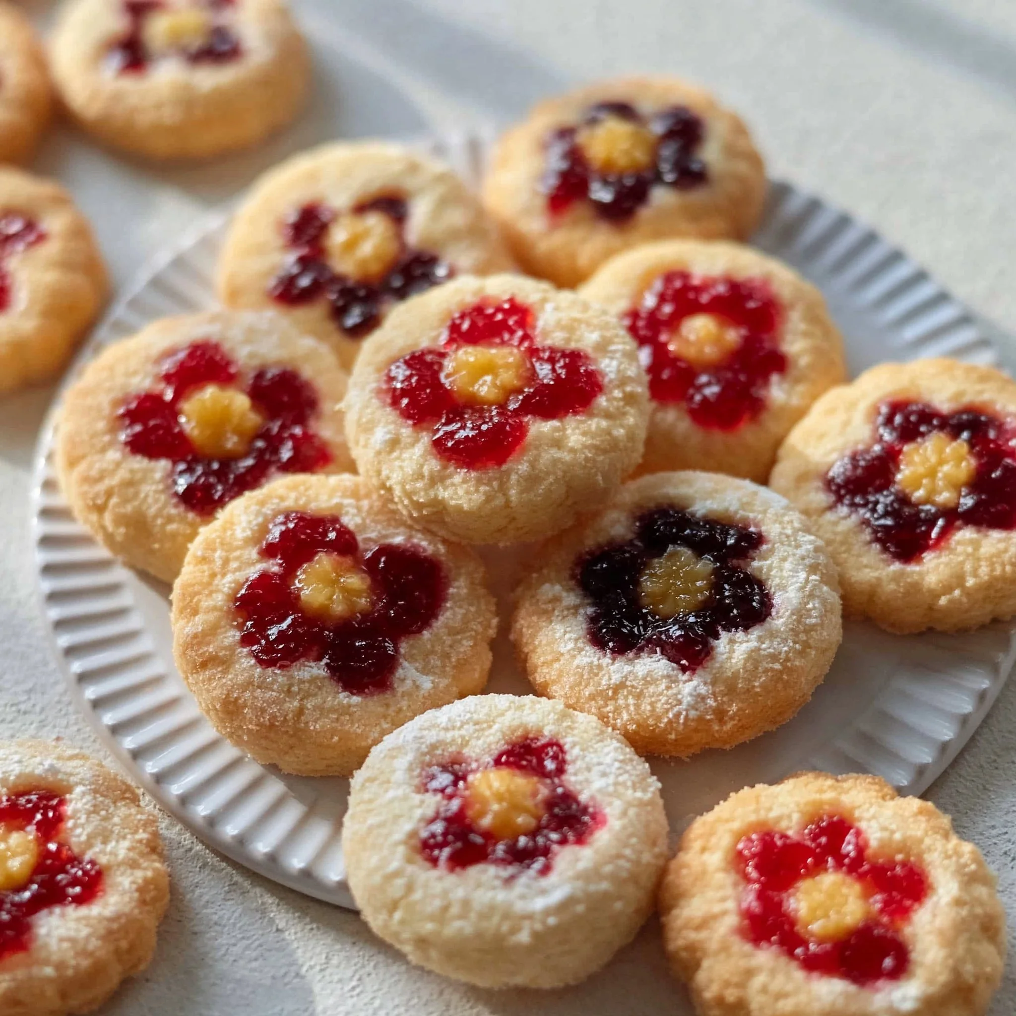 Flower Jam Thumbprint Cookies