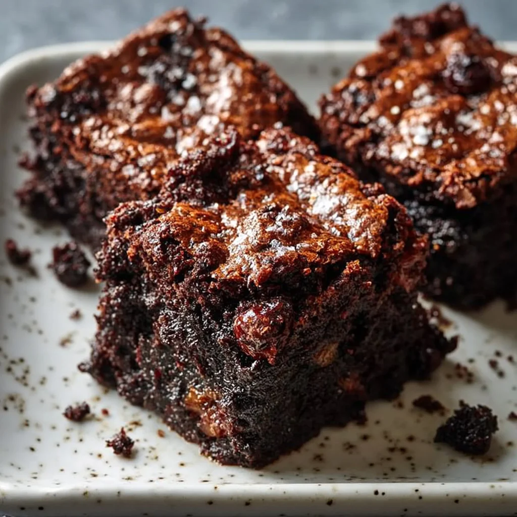 Delicious fudgy date brownies topped with chocolate for a healthy dessert.