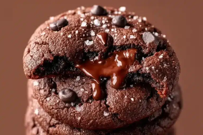 Delicious gooey lava cookies with molten chocolate inside, fresh out of the oven.