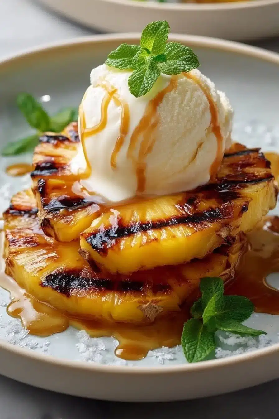 Grilled Pineapple with Vanilla Ice Cream