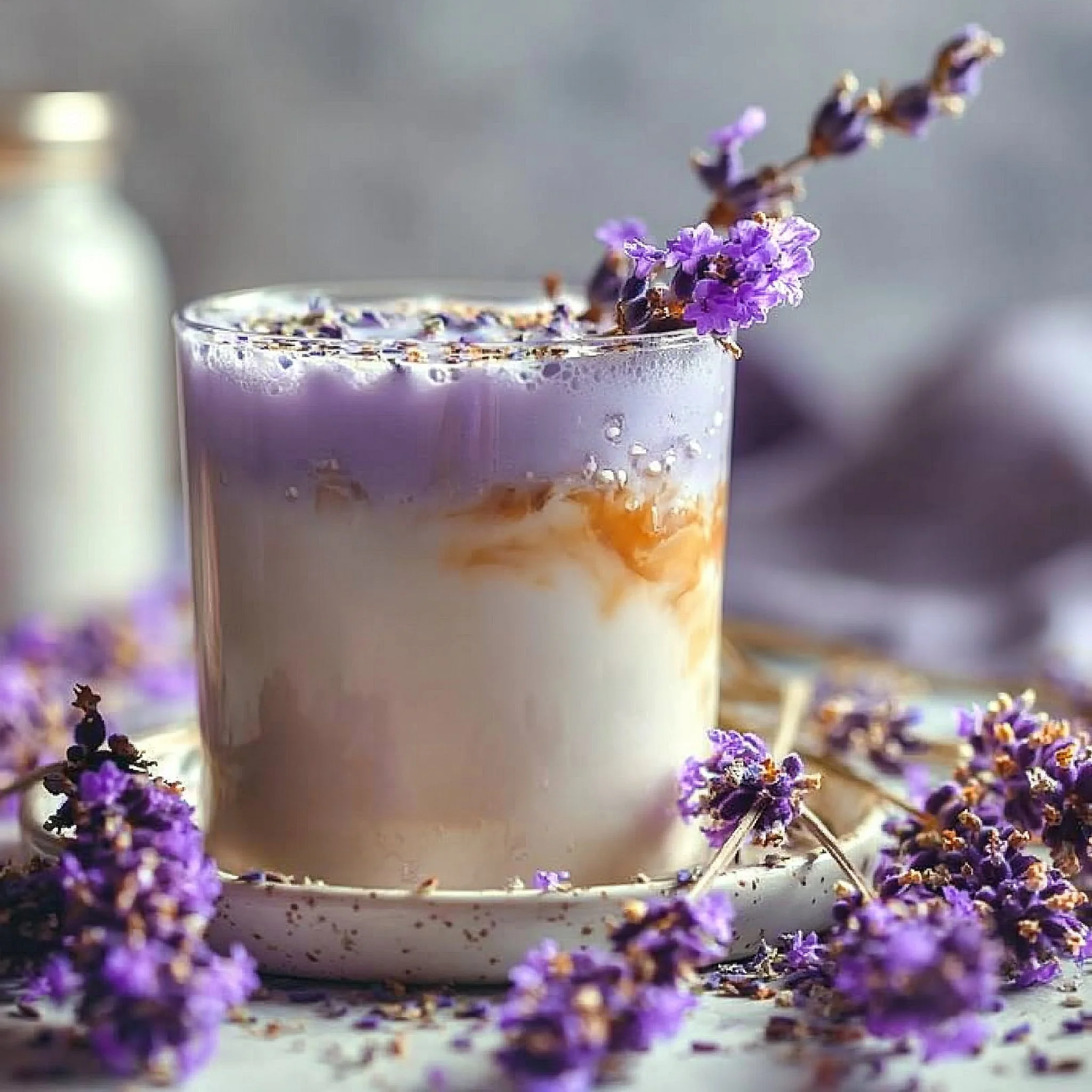 Homemade Lavender Milk Tea