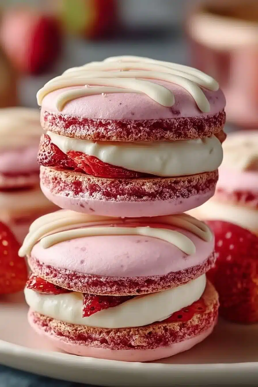 Homemade Strawberry Cheesecake Macarons