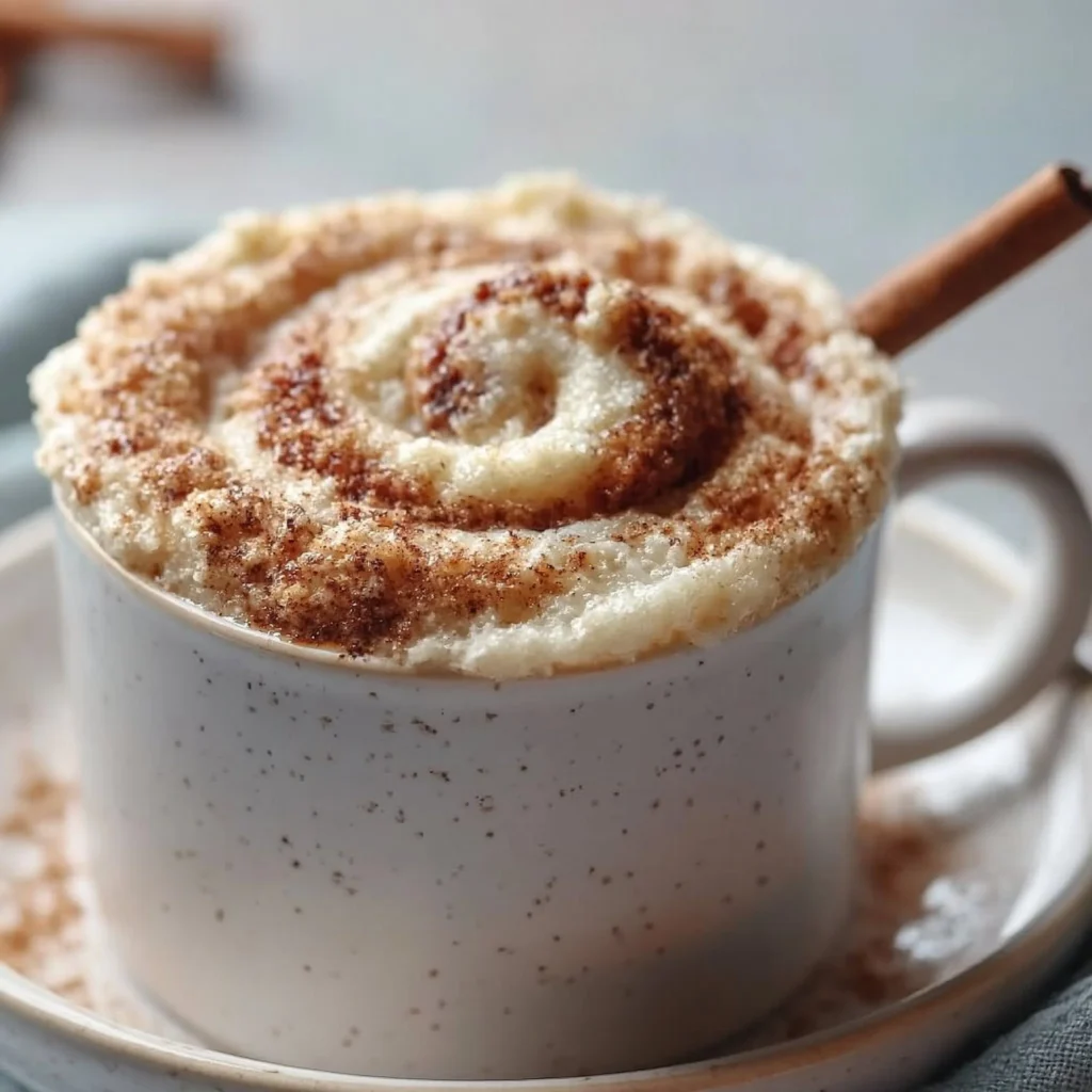 Quick cinnamon roll mug cake recipe made in a microwave