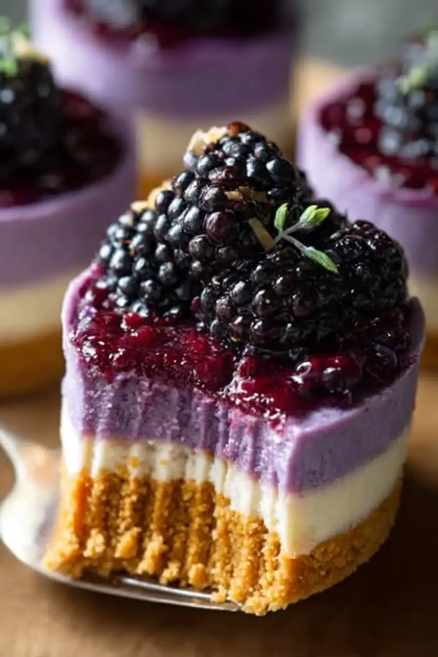 Mini Blackberry Lavender Cheesecakes