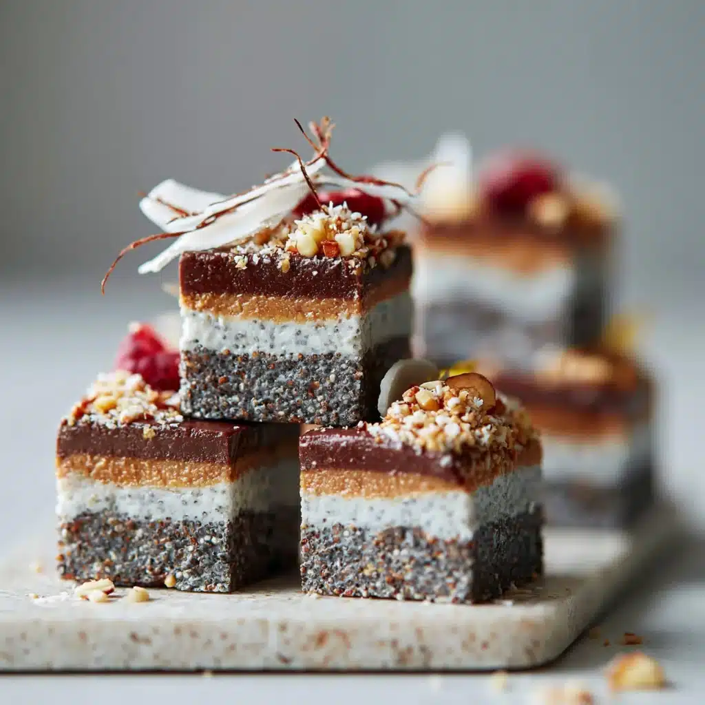 Delicious no-bake chia pudding bars topped with fresh fruits