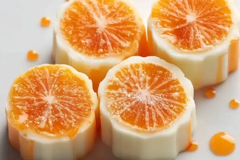 Delicious orange cream cheese mints on a plate, perfect for parties