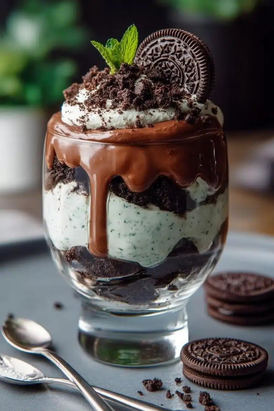 Oreo Mint Cream Chocolate Cookie Trifle
