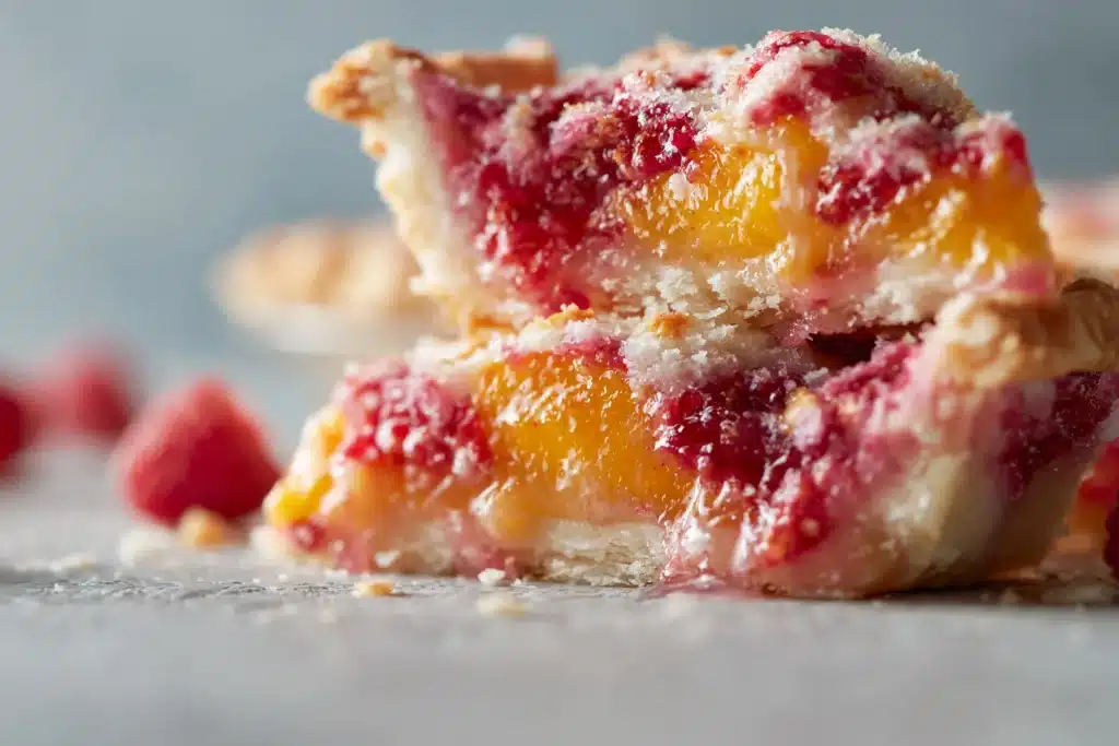 Homemade Peach Raspberry Pie with fresh fruit filling and golden crust
