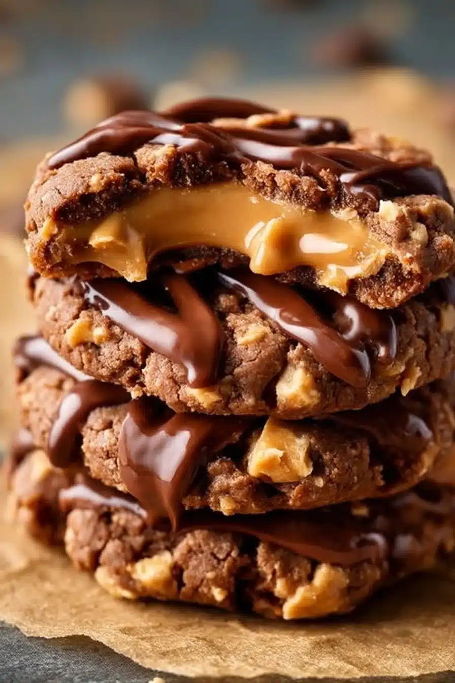 Peanut Butter Chocolate Caramel Cookies