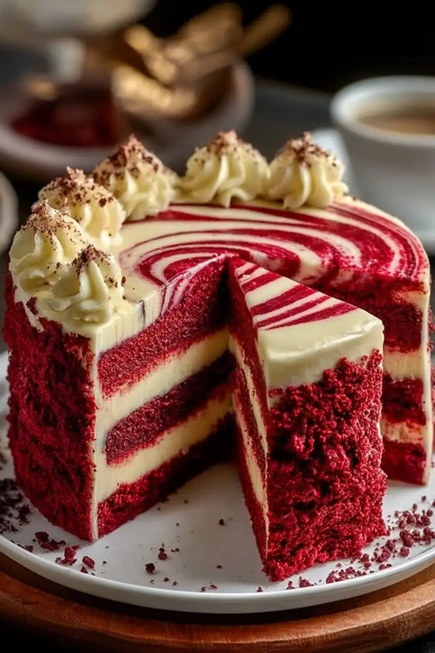 Red Velvet Cheesecake Swirl Cake That Steals the Show