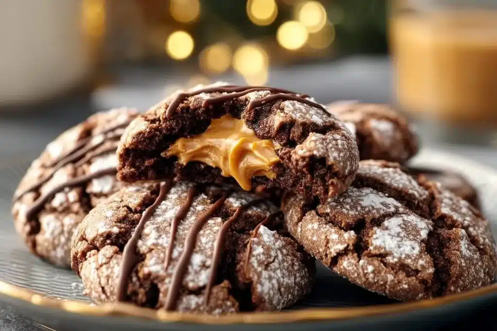 Delicious Reese’s Crinkle Cookies with chocolate and peanut butter flavors