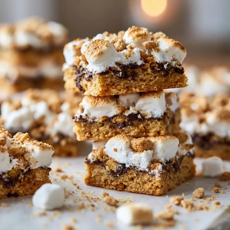 Delicious S'mores Cookie Bars topped with chocolate and marshmallows