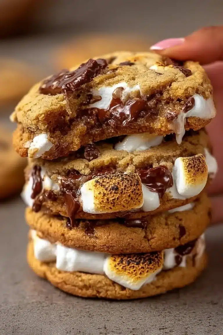 Delicious S'mores Cookies with chocolate and marshmallows on a plate