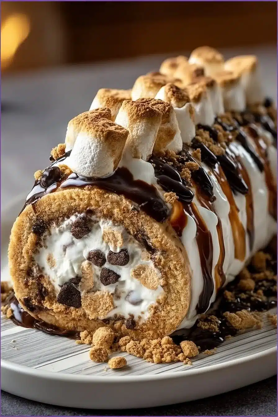 S'mores Explosion Cookie Dough Ice Cream Roll