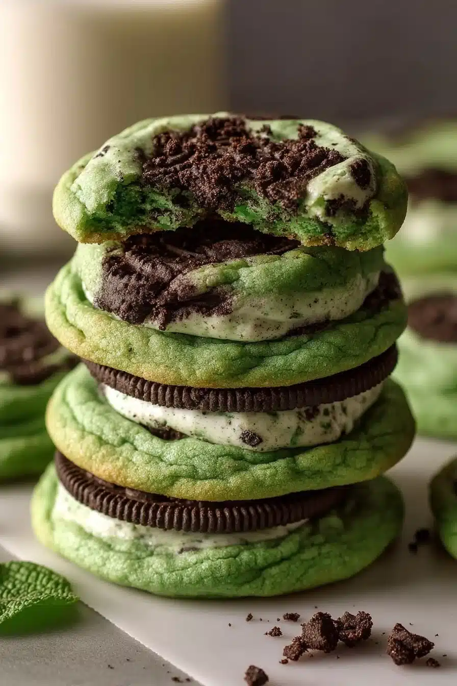 St. Patrick's Day Chewy & Soft Oreo Shamrock Shake Cookies