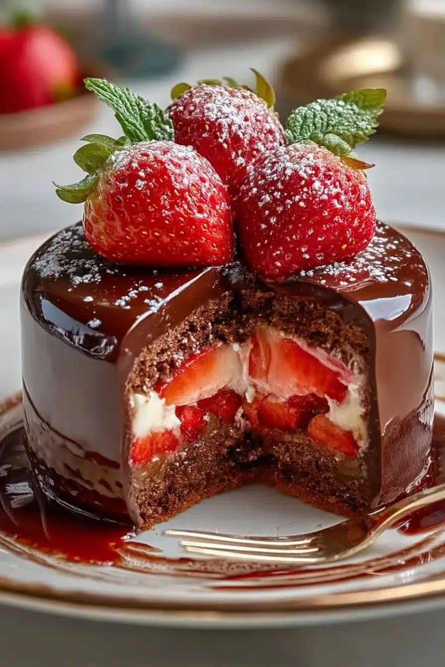 Strawberry Chocolate Shell Cake