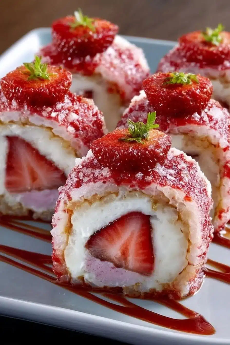 Strawberry Shortcake Cheesecake Sushi Rolls