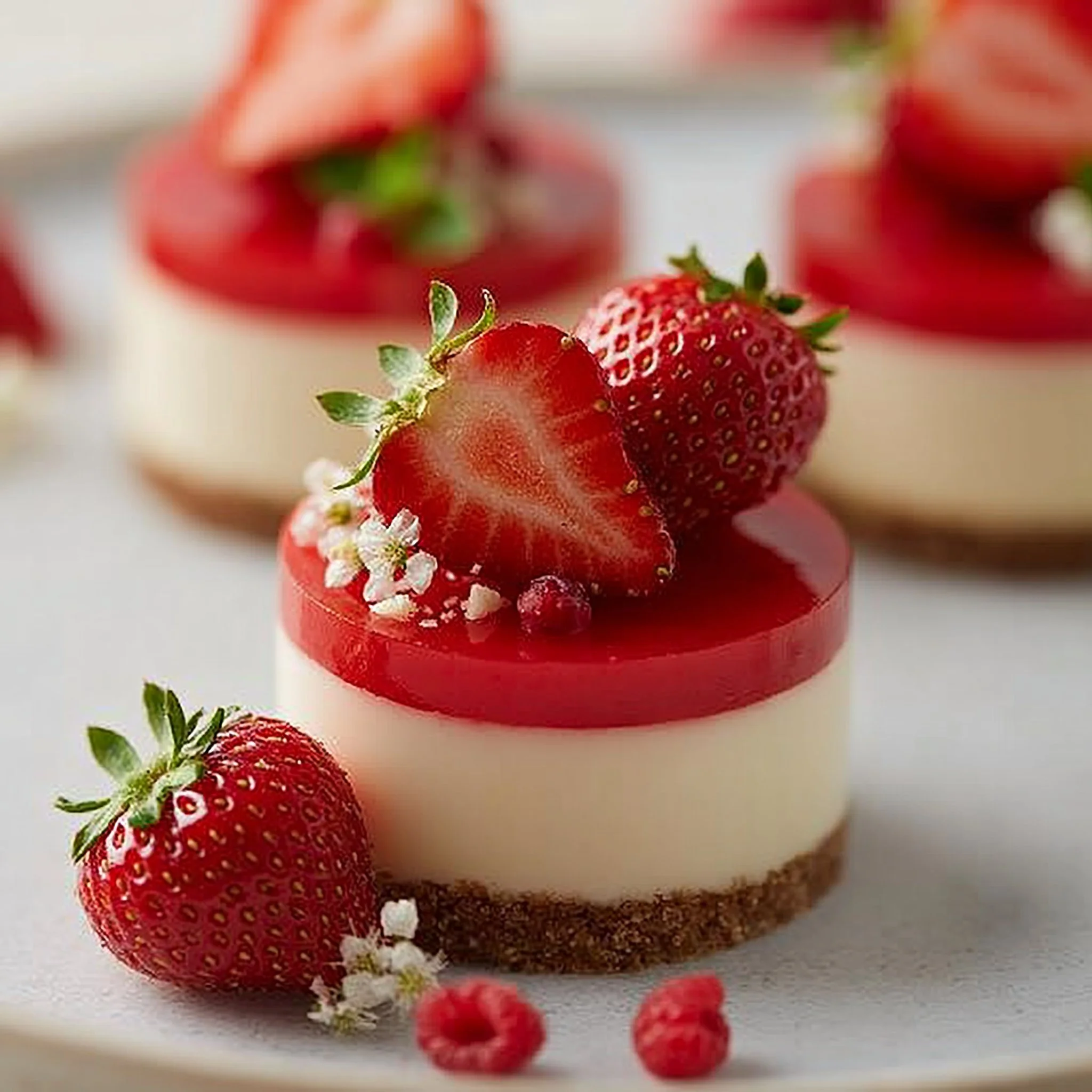 White Chocolate & Strawberry Cheesecake — Elegant Mini Desserts