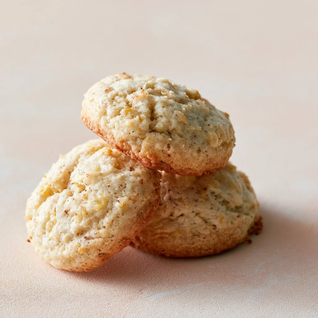 Delicious banana bread cookies with a chewy texture on a plate.