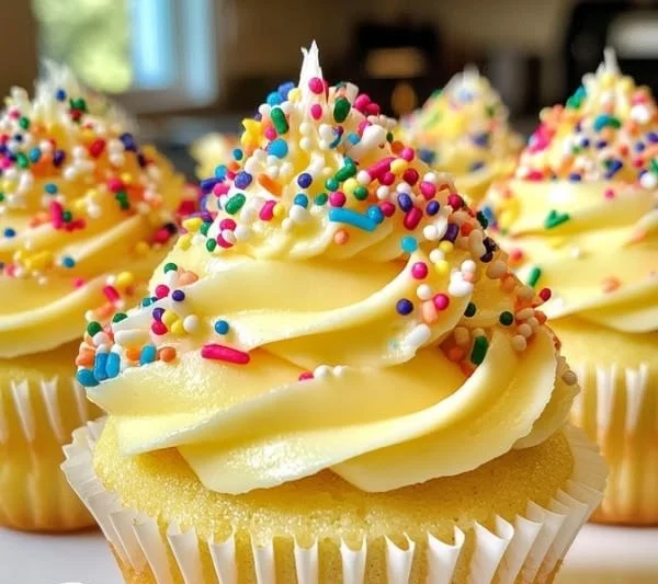 Delicious banana milkshake cupcakes topped with creamy frosting