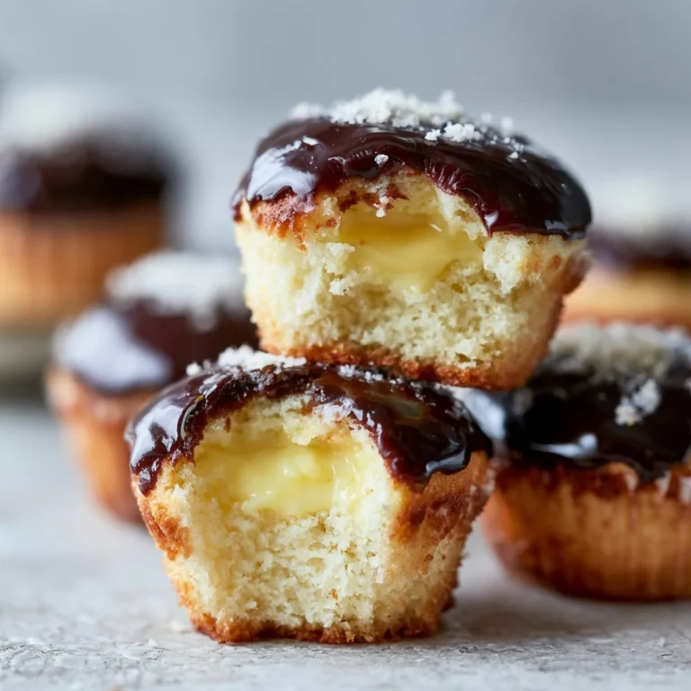 Delicious Boston Cream Cupcakes topped with chocolate frosting and creamy filling