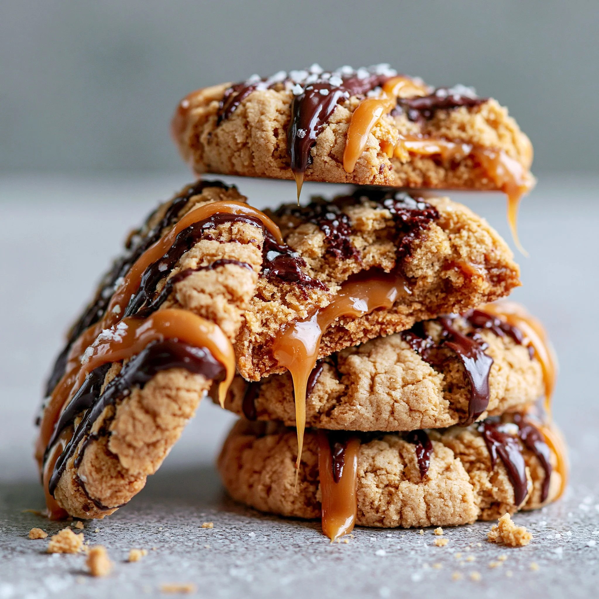Peanut Butter Chocolate Caramel Cookies - Pin Desserts