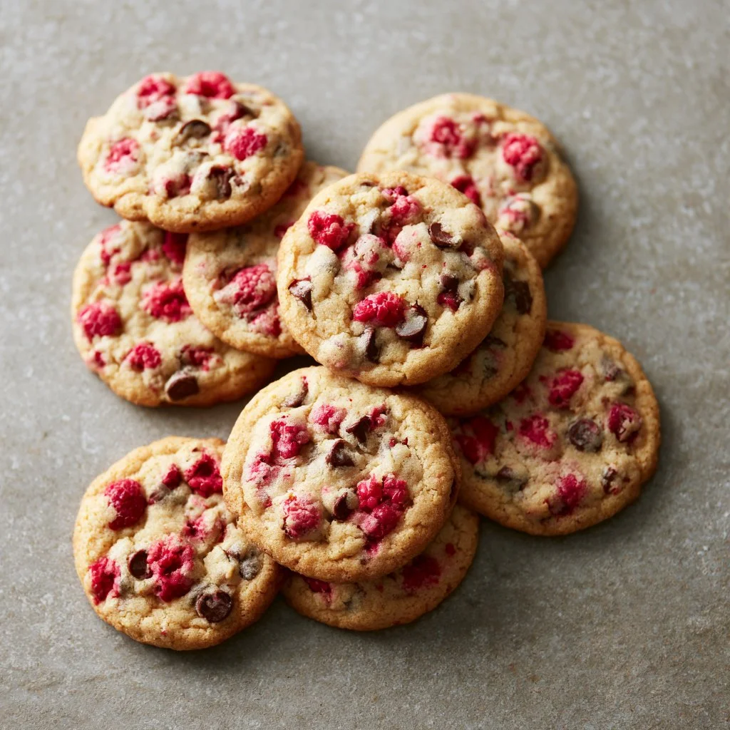 Chewy Raspberry Chocolate Chip Cookies