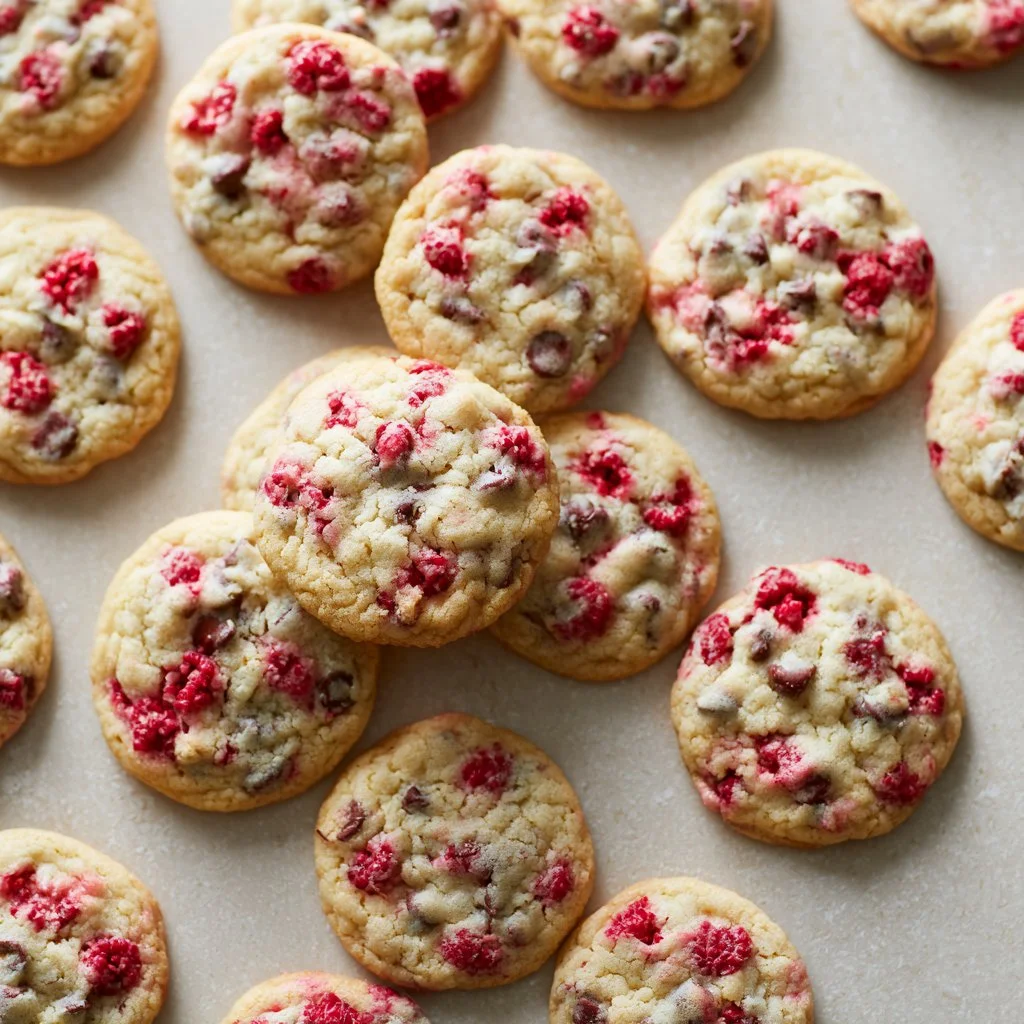 Chewy Raspberry Chocolate Chip Cookies