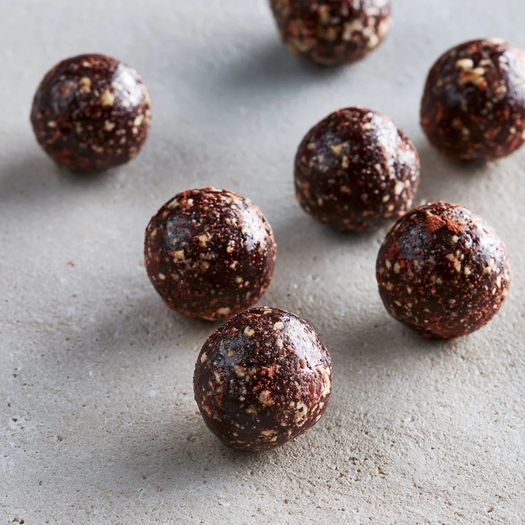 Delicious Chocolate Date Balls recipe made with natural ingredients.