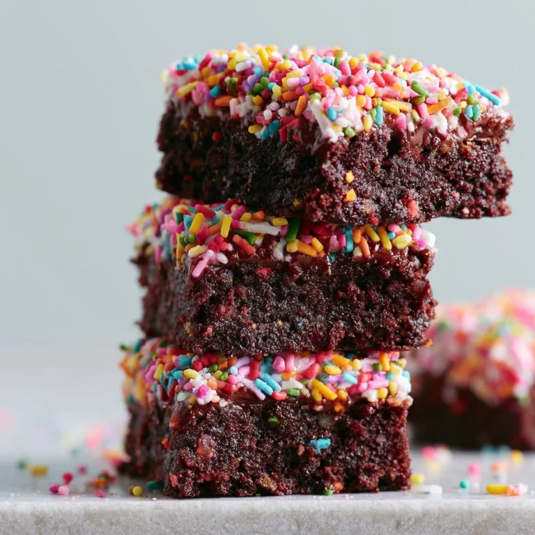 Fudgy Cosmic Brownies with colorful sprinkles on top, perfect for parties
